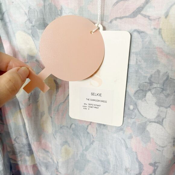 Selkie NWT Sunroom Dress Monet Print Cotton Women’s Size 8 Puff Sleeve - Picture 12 of 15